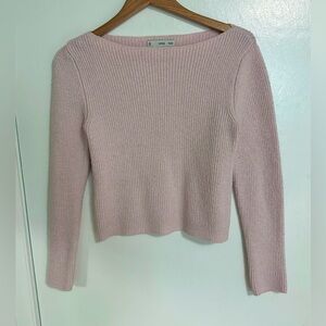Mango Soft Pink Ribbed Sweater